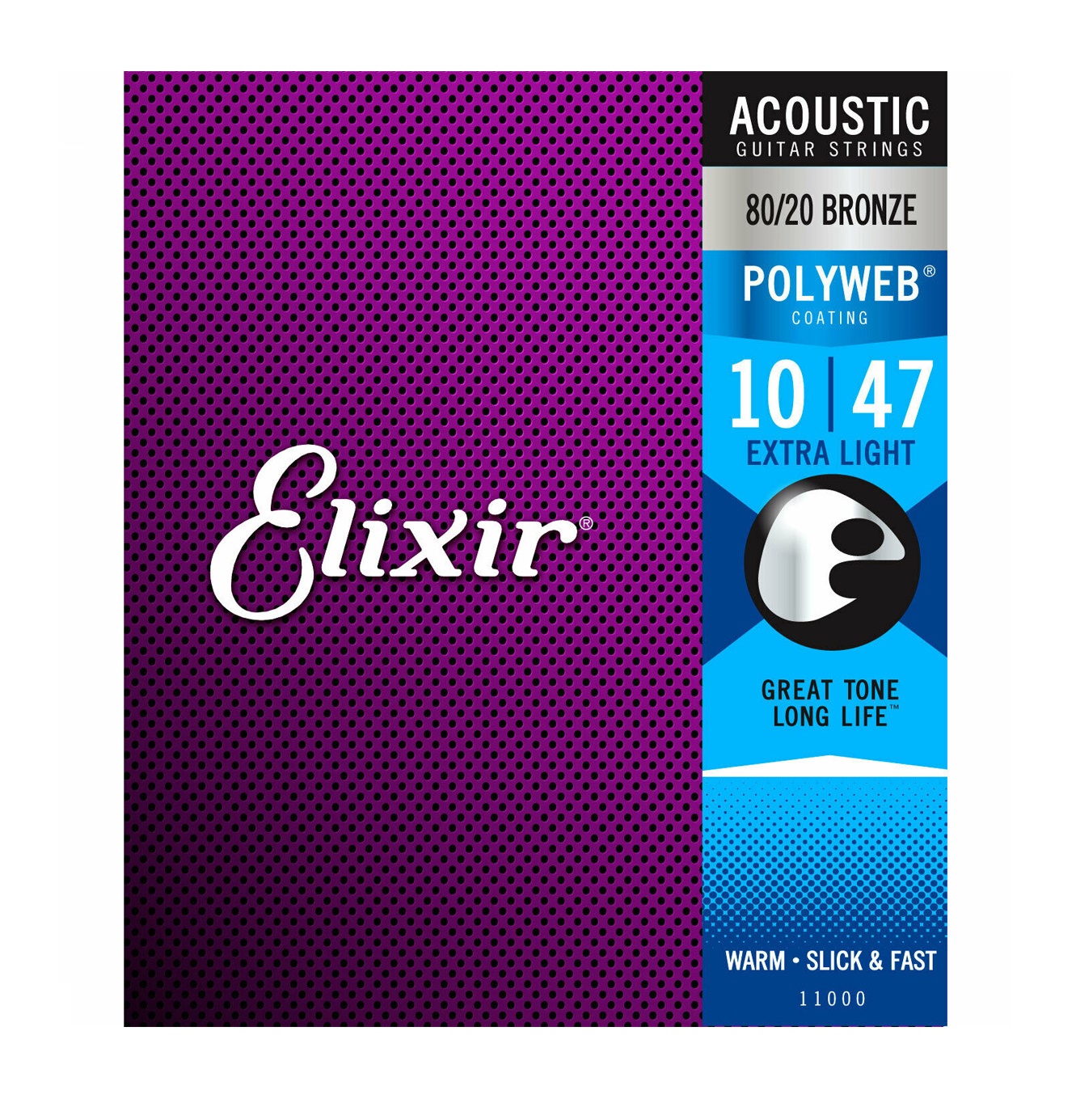 Elixir 11000 (Electro) acústica 80/20 metálicas  Extra Light 10-47