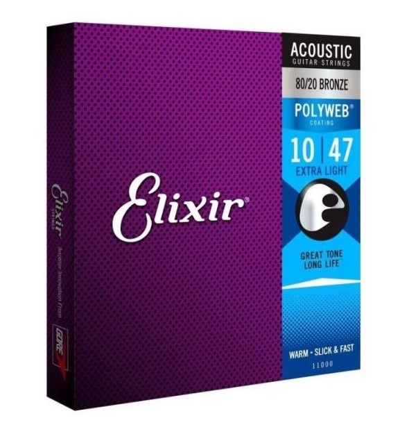 Elixir 11000 (Electro) acústica 80/20 metálicas  Extra Light 10-47
