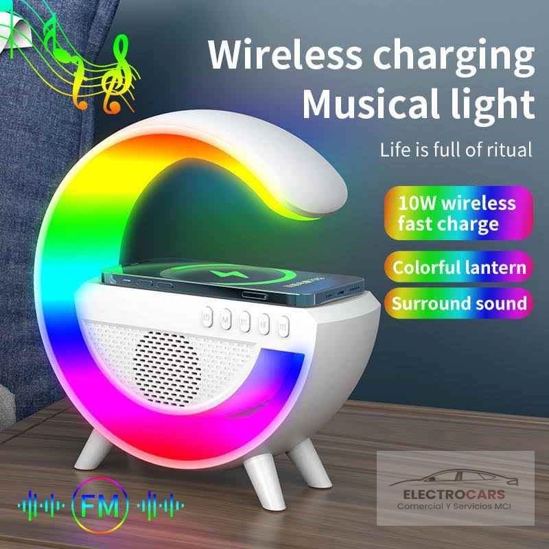 Lampara Parlante Inteligente Bluetooth Cargador Celular Inalámbrico RGB