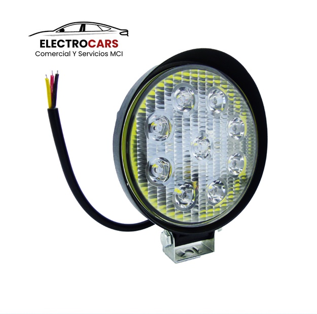 Foco Neblinero Led "Redondo" De 9 LED + ARO Ambar x 2