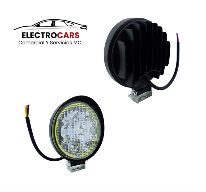 Foco Neblinero Led "Redondo" De 9 LED + ARO Ambar x 2