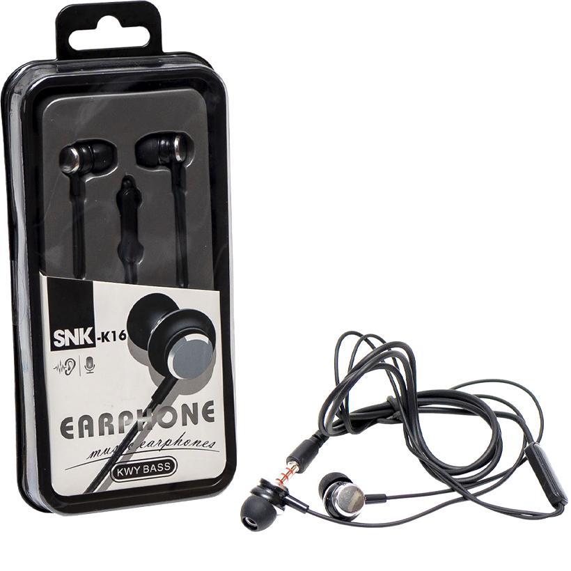 Audífonos SNK-K16 intrauditivos Negros