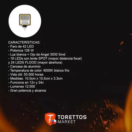 Neblinero 42 Led 126w con aro intermitente 2 unidades (el par)Auto 4x4