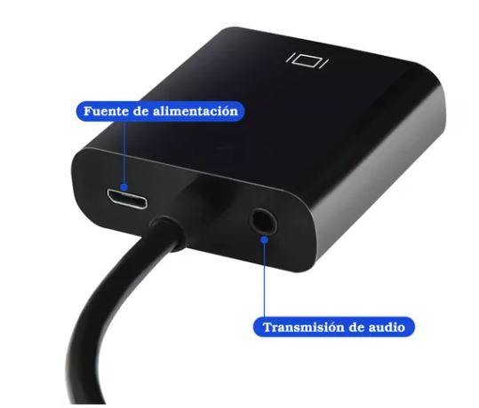 Adaptador Conversor De Hdmi A Vga Con Cable Audio+usb.