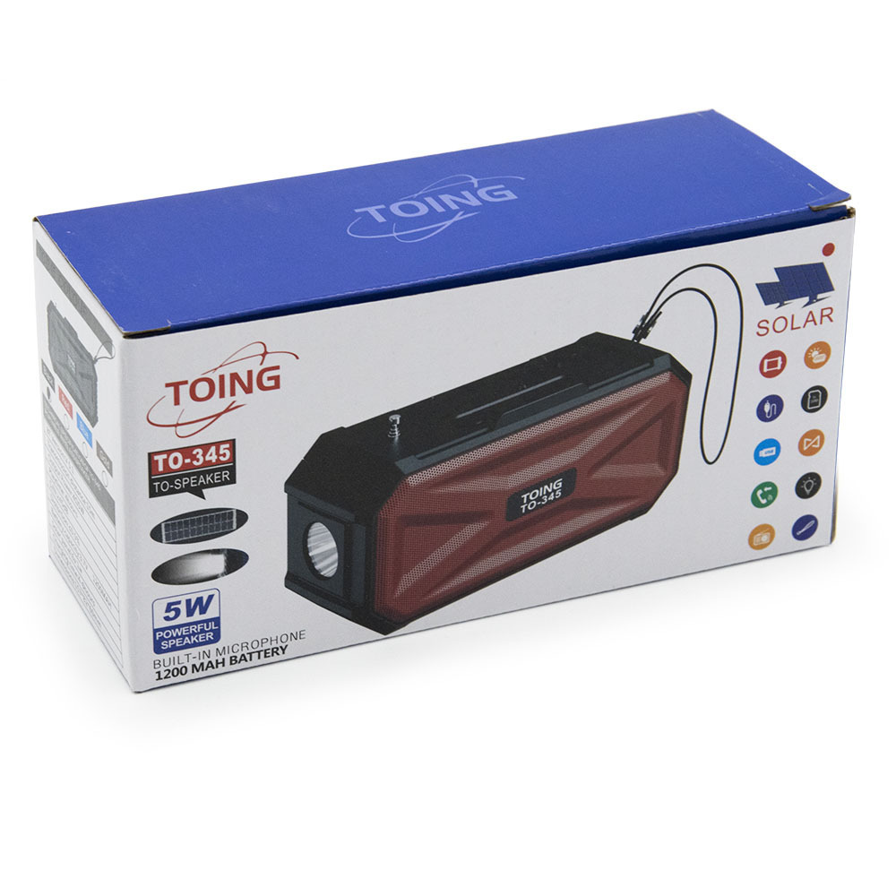 Altavoz Bluetooth portátil inalámbrico con luz LED incorporada y panel solar (TO-345)