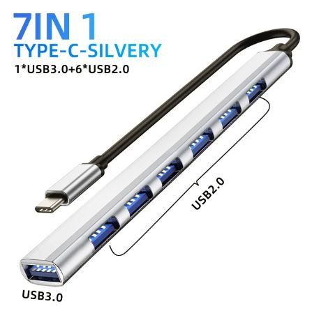 HUB USB Tipo C 1 USB 3.0, 6 USB 2.0