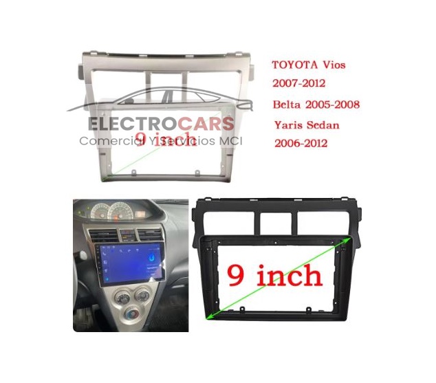 Radio Android 9" con Bisel Para Toyota yaris 2007 al 2012