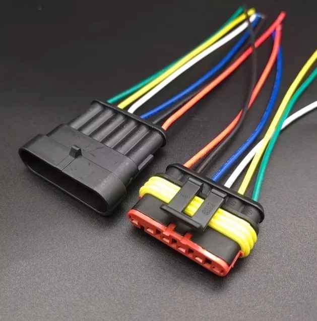 Conector automotriz 6 pines cableados macho y hembra