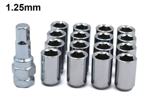 Tuercas De Seguridad Con Llave M12 x 1.5mm, Set X 16 Pcs para Auto