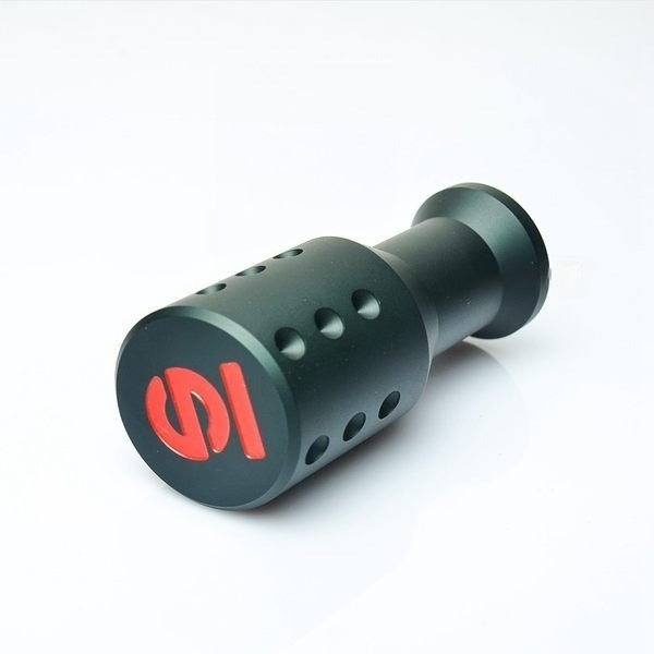 Pomo sparco negro rojo de acero con adaptadores