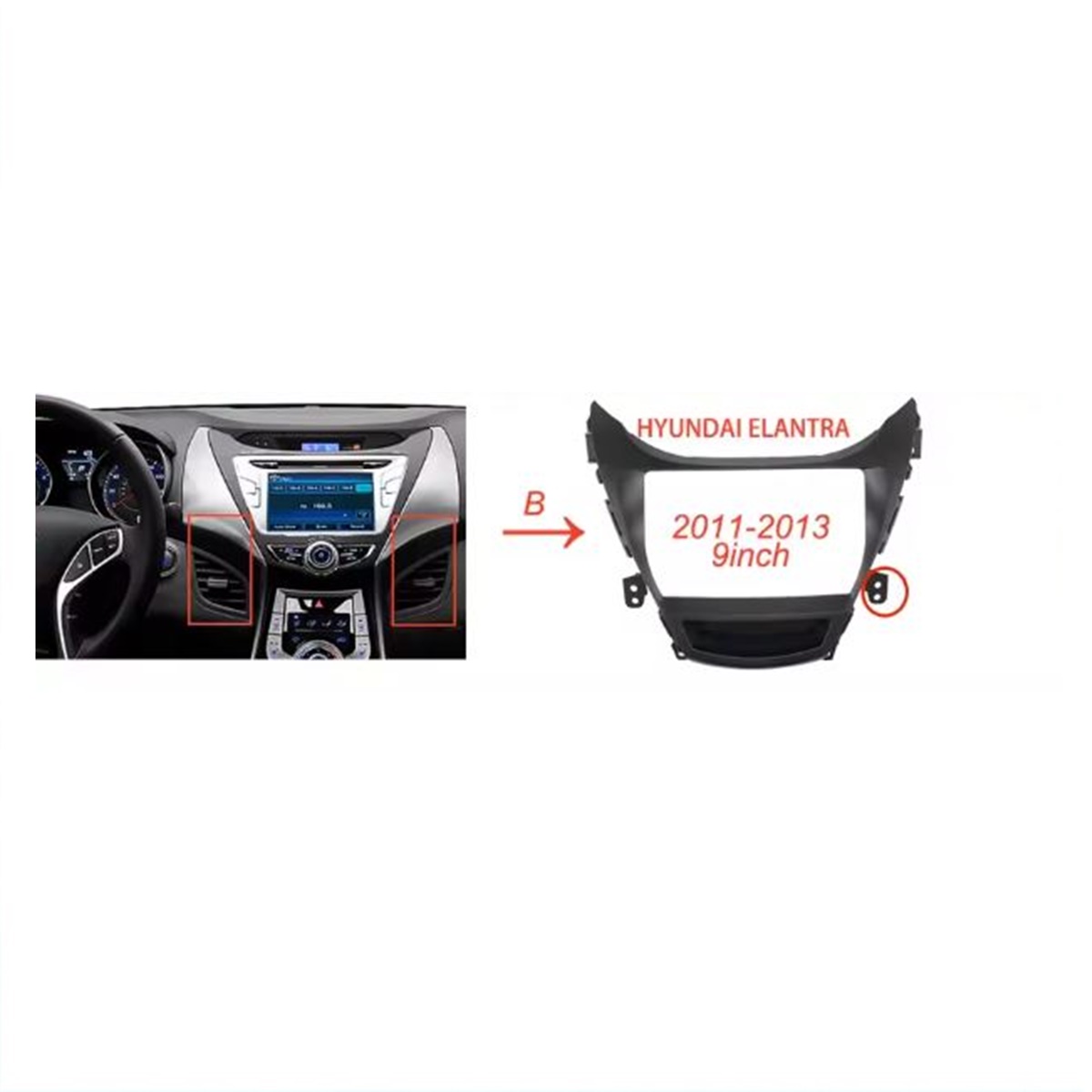 Bisel De 9 Pulgadas Para Hyundai Elantra Año 2012 A 2013