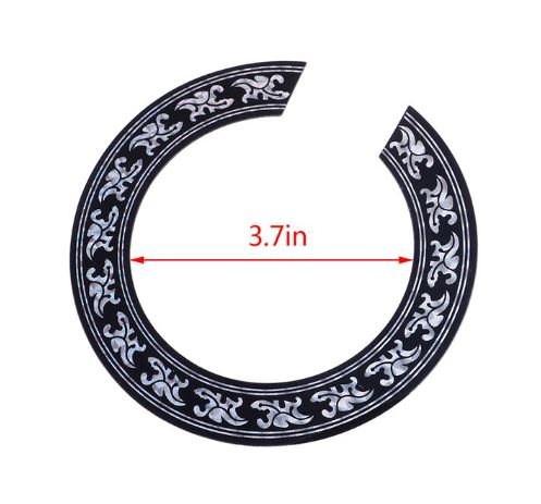 Decal Pegatina  Roseta rosa para  guitarra clásica acústica, negro , plata.