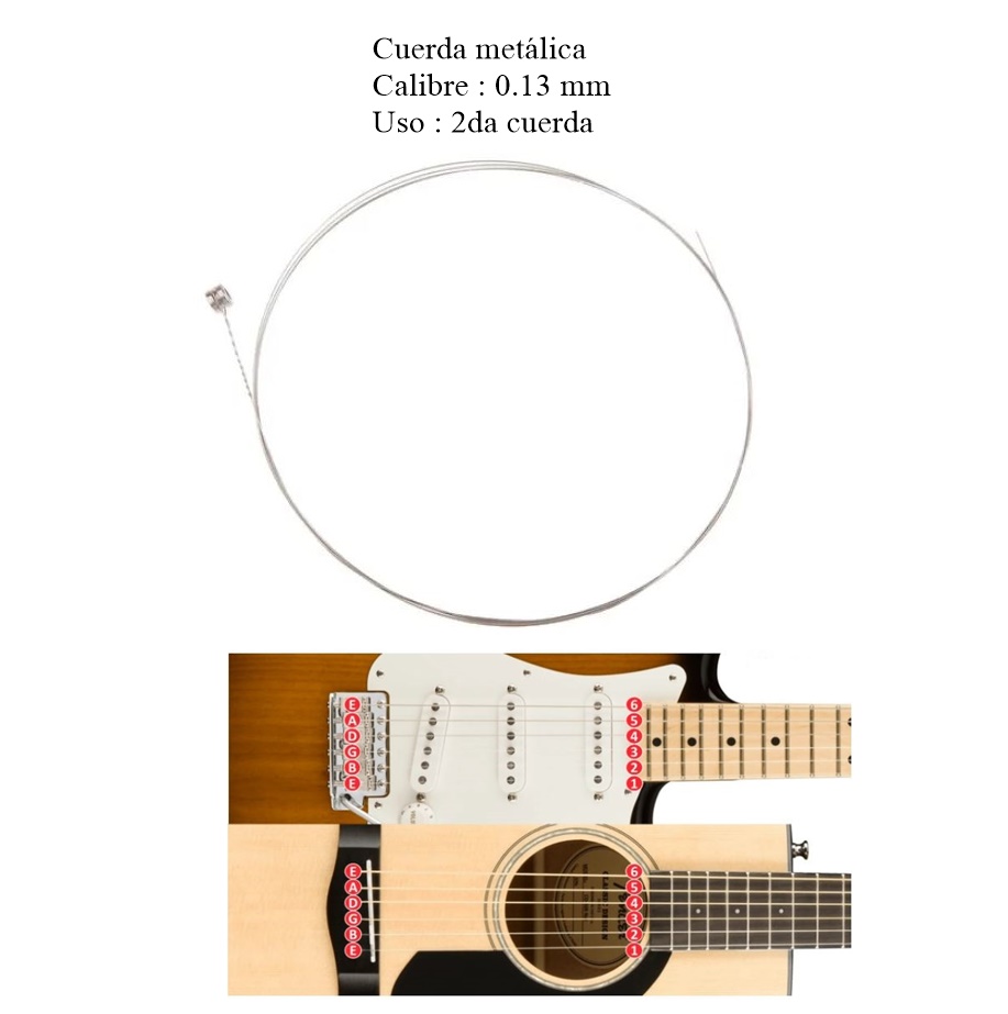 Cuerda guitarra 2da metálica calibre 0.13mm