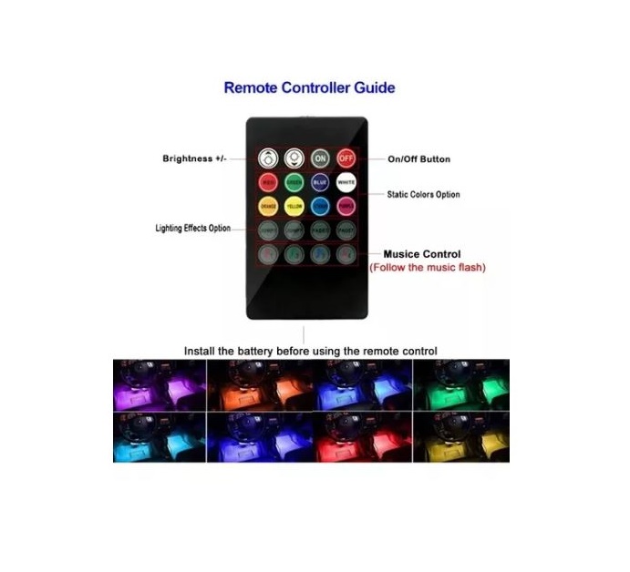 4 tiras Led  interior vehículo conexión cigarrera