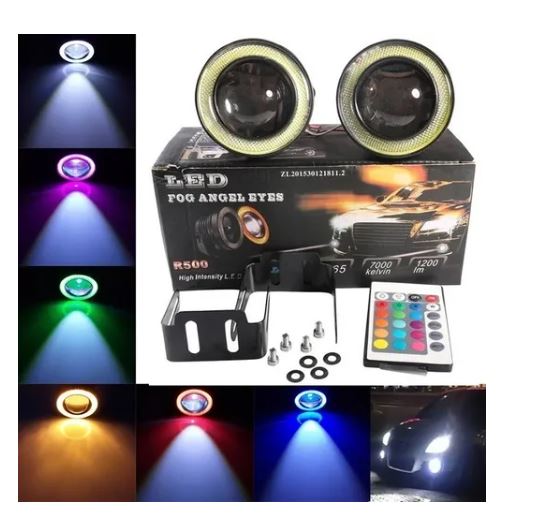 X2 Focos Neblineros Led Ojos De Ángel Rgb Multicolor 76mm
