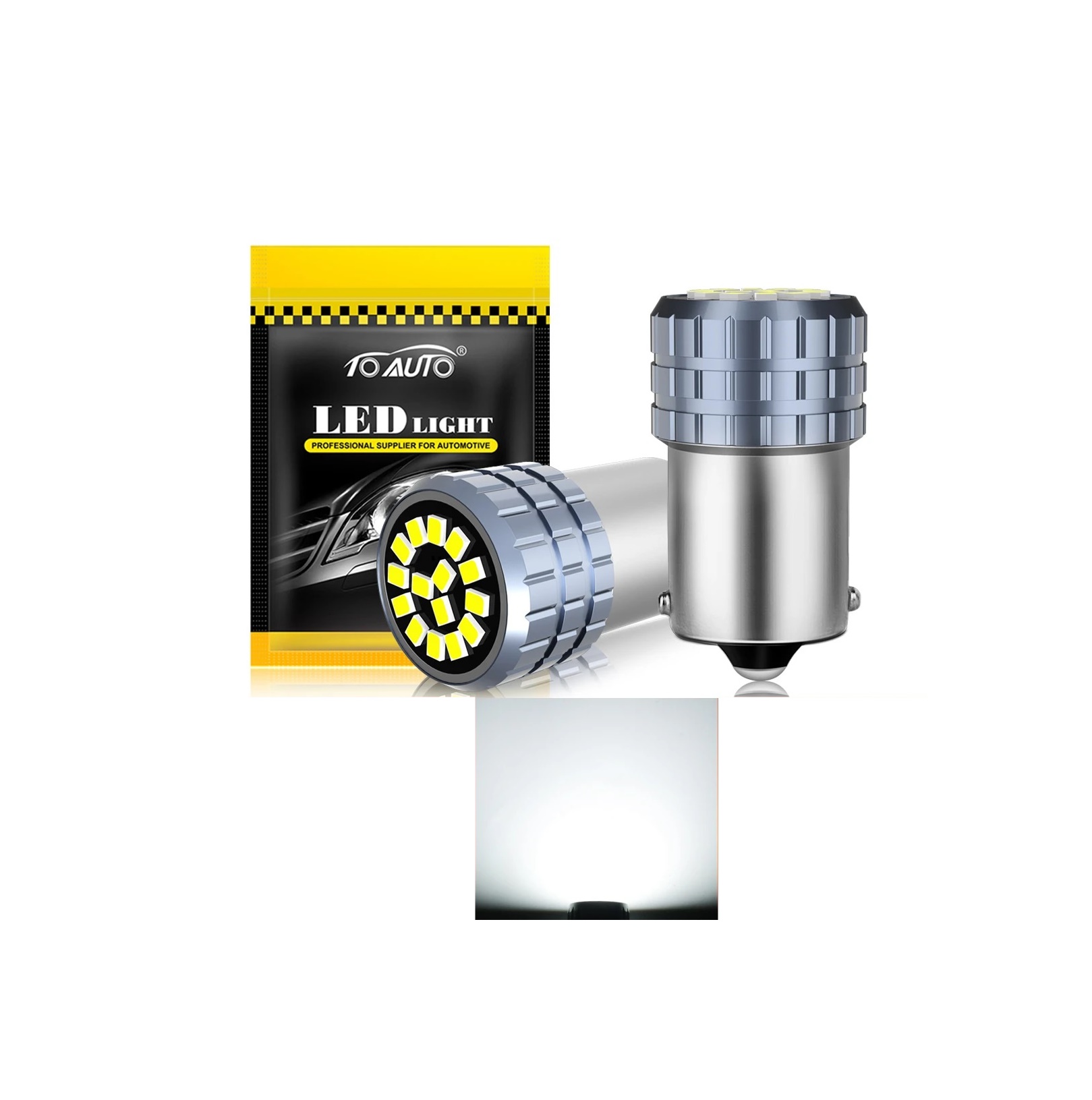Ampolleta Led blanca , 1156 P21W BA15S un contacto