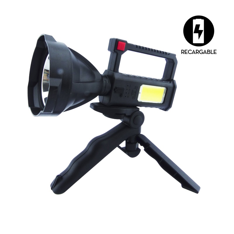 Linterna LED De 1 + 1 COB Modelo 832-Z Con Tripode Y Recargable.