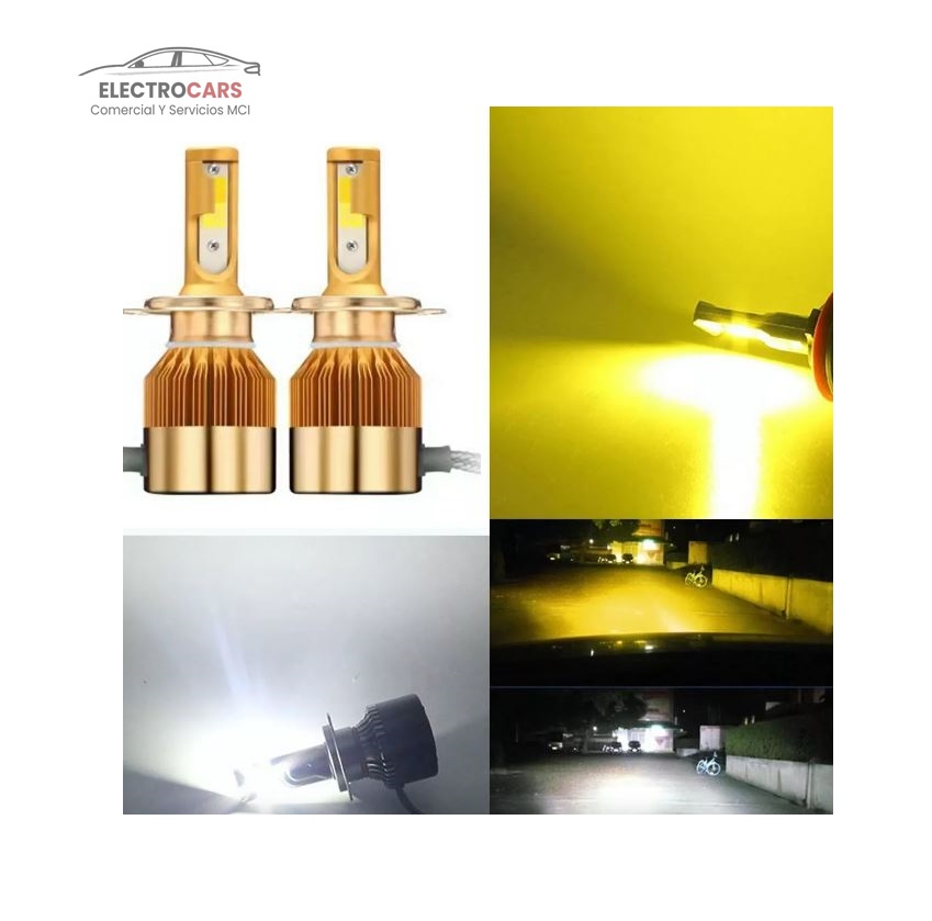 Turbo led Bicolor H4 blanca y amarilla