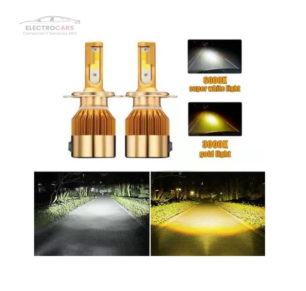 Turbo led Bicolor H4 blanca y amarilla