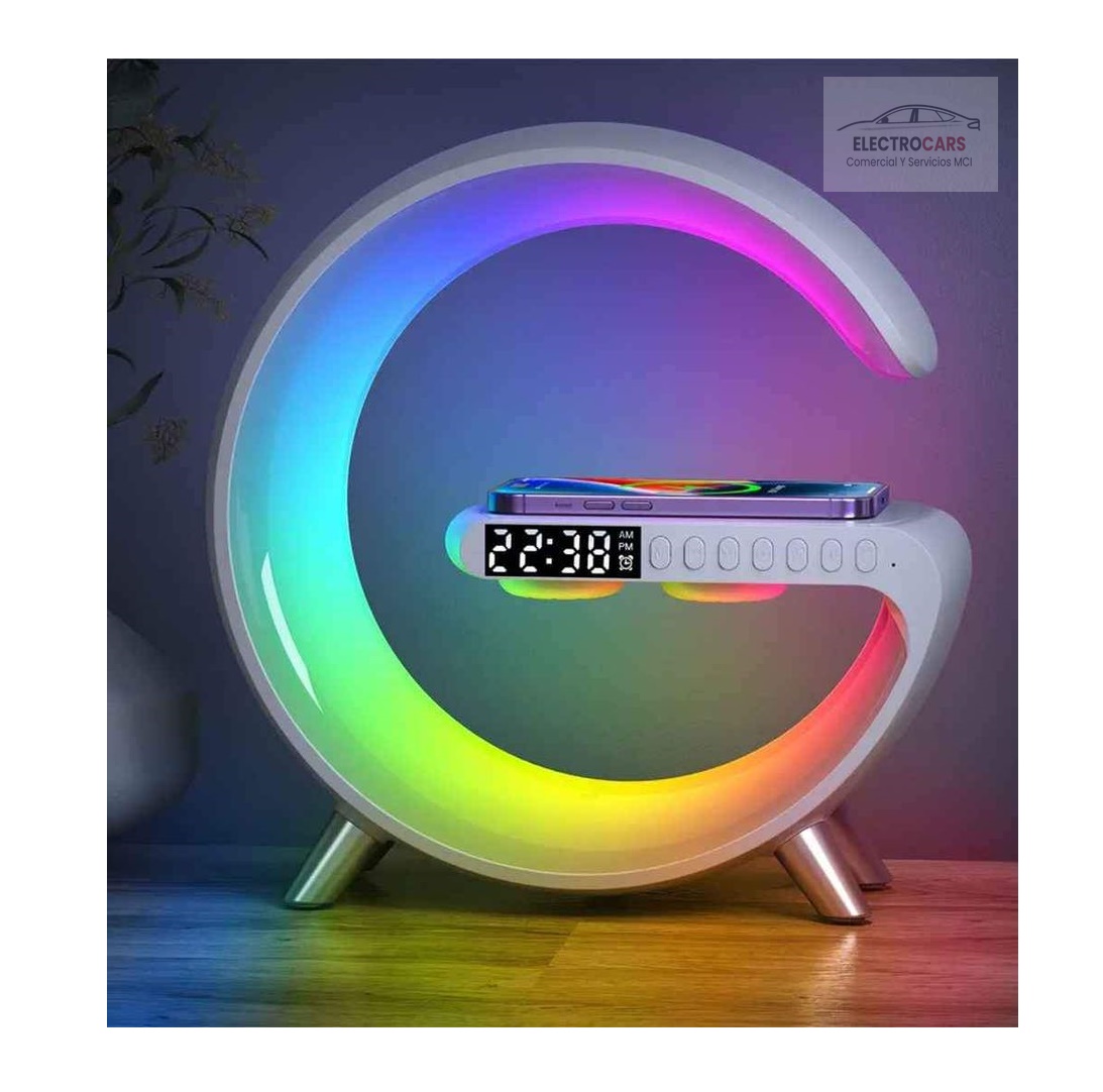 Lampara Parlante Inteligente Bluetooth Cargador Celular Inalámbrico RGB