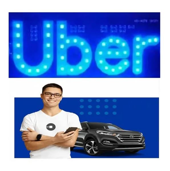 Letrero Uber Luminoso color de led Azul.