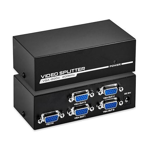Divisor VGA de 4 puertos con 1 entrada vga se divide a  4 imagenes de  pantalla iguales de video