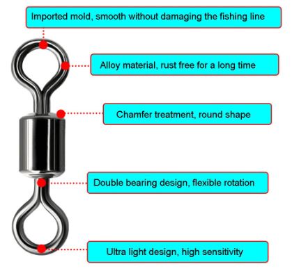 Rodamiento de bolas giratorio de pesca con conector de peces