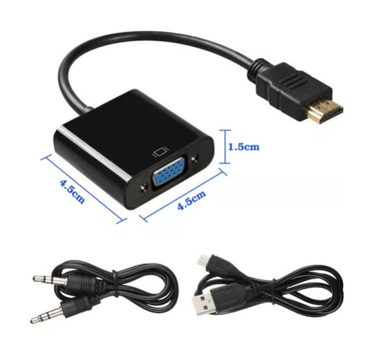 Adaptador Conversor De Hdmi A Vga Con Cable Audio+usb.