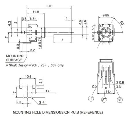 Potenciómetro vertical RV09 B50K