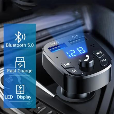 Receptor Transmisor Mp3 Radio Fm Bluetooth Usb Cargador Auto.