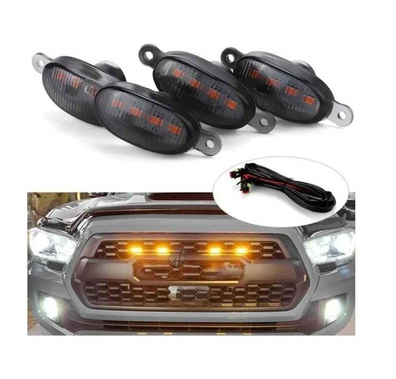 Luces Estilo raptor  4 led para rejilla camioneta naranja ahumada.