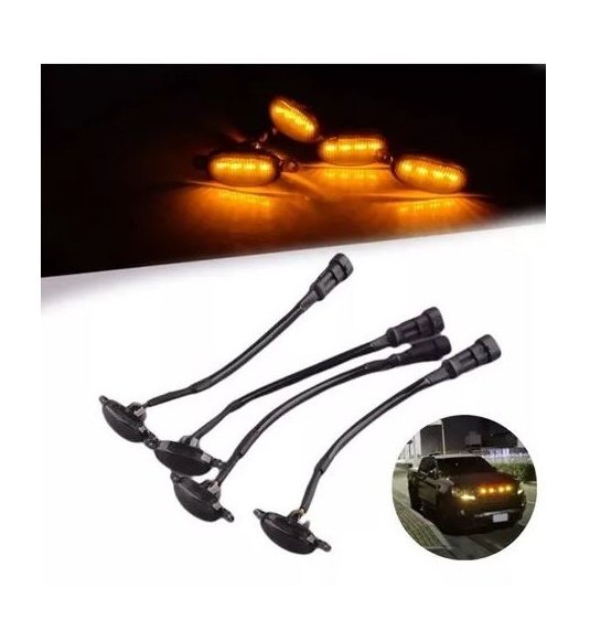 Luces Estilo raptor  4 led para rejilla camioneta naranja ahumada.