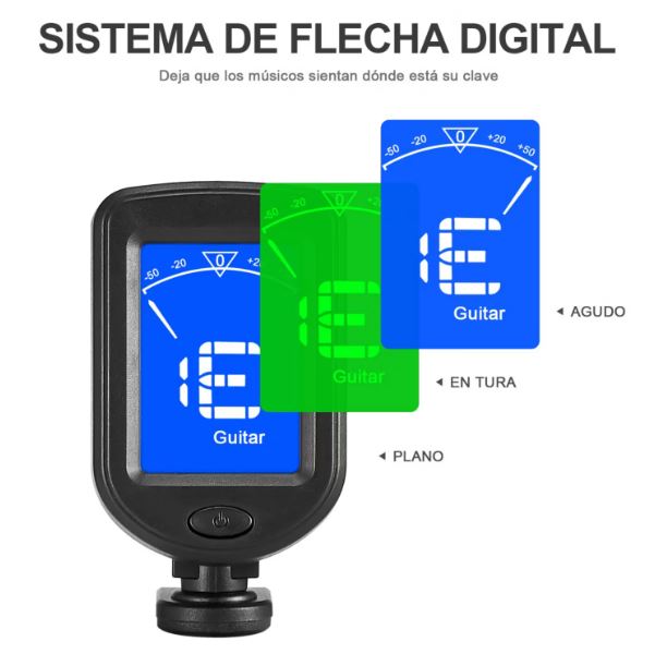 Afinador Digital de Pinza para Guitarra, Bajo, Ukelele