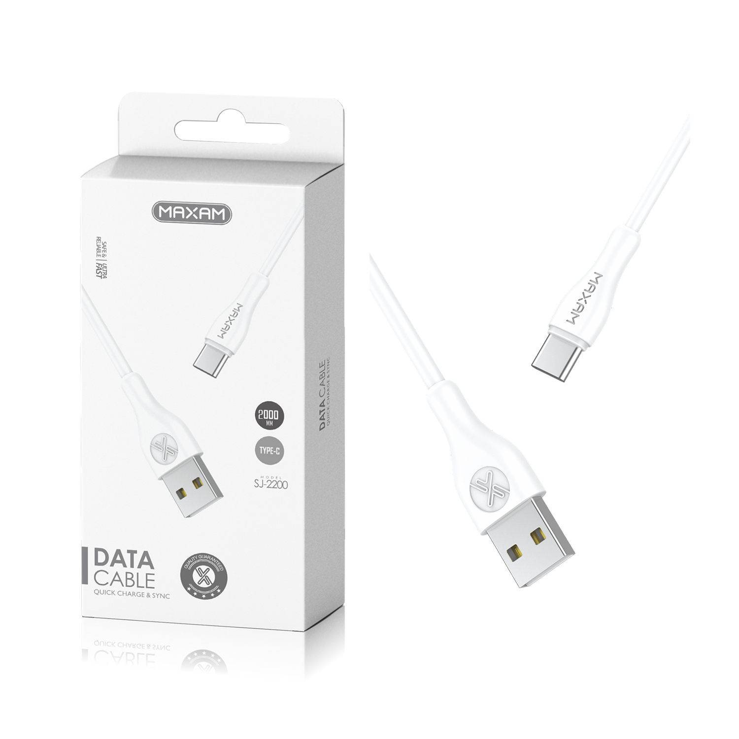 Cable de Carga TIPO C USB color blanco de 2.4A ,2M.