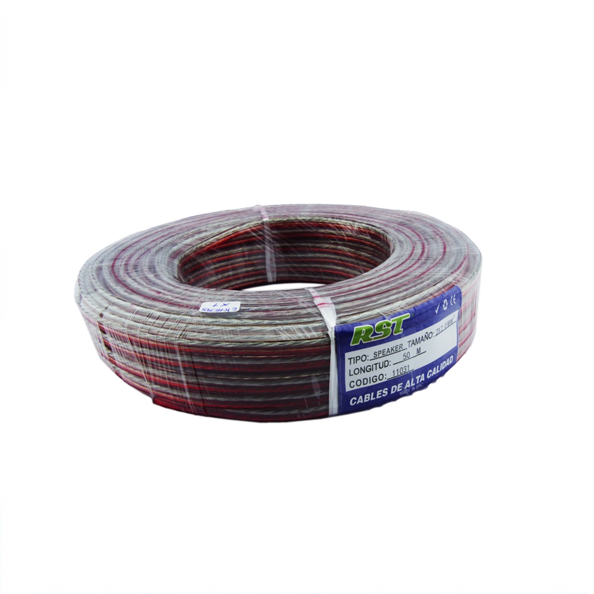 Rollo De Cable Para Parlante De 2 X 2.0 MM  Transparente-Rojo  50 Metros