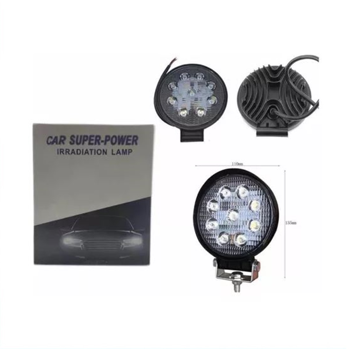 Neblinero Redondo 9 Led auto x 2 ,  54w totales