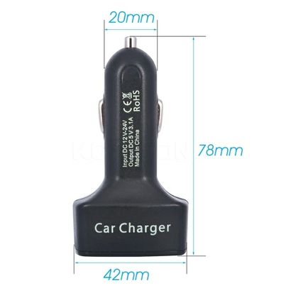 Cargador de celular 2 puertos USB Conexión cigarrera 3.1A.