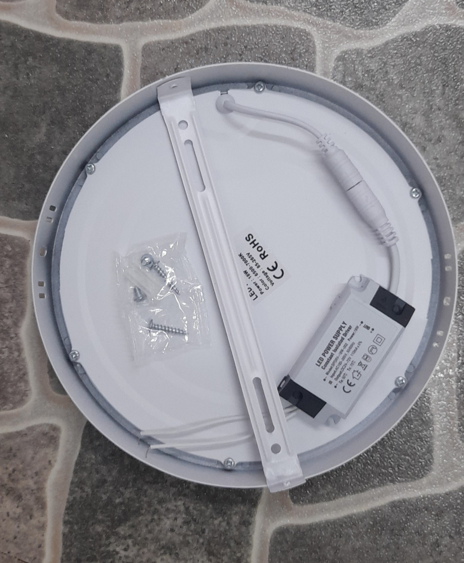 Foco Panel Plafón Led 18W  ,Sobrepuesto Redondo Luz Frio 6000k
